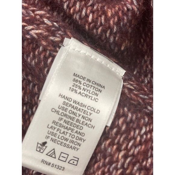 1 State Women Burgandy Marbled Mock Neck Oversized Sweater Size XS - Picture 9 of 10